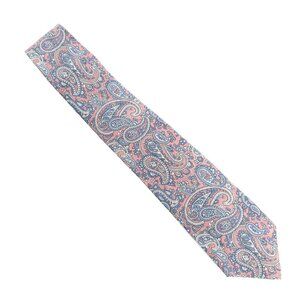 English Leather Men Necktie Paisley All Silk Pink Blue White Size 57x3 - NWOT
